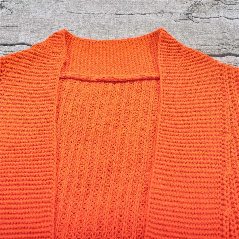 Осенне-зимний вязаный кардиган с длинными рукавами-фонариками Женский Гладкий