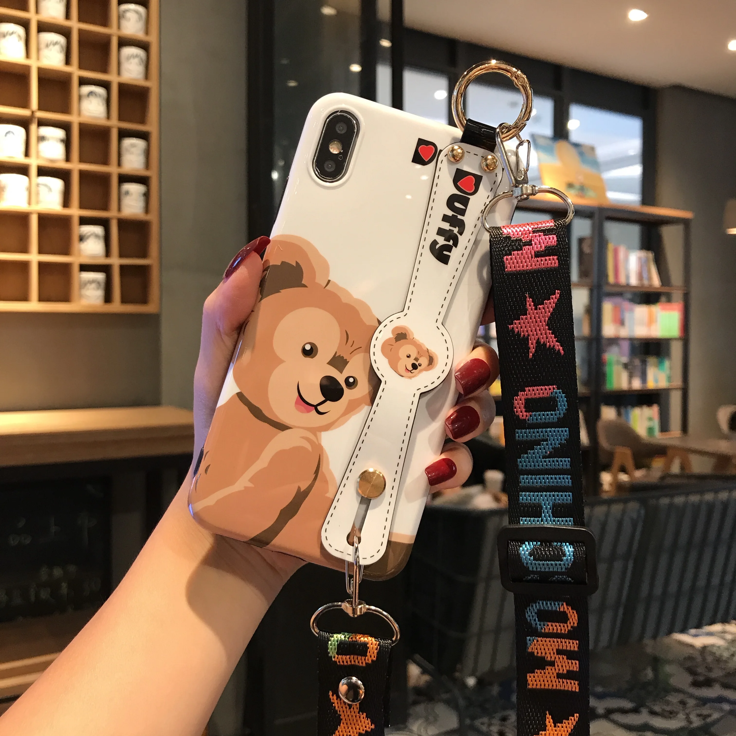 Чехол для iphone X XR XS MAX подставка в виде медведя силиконовый чехол 7 6s 8 plus нашейные
