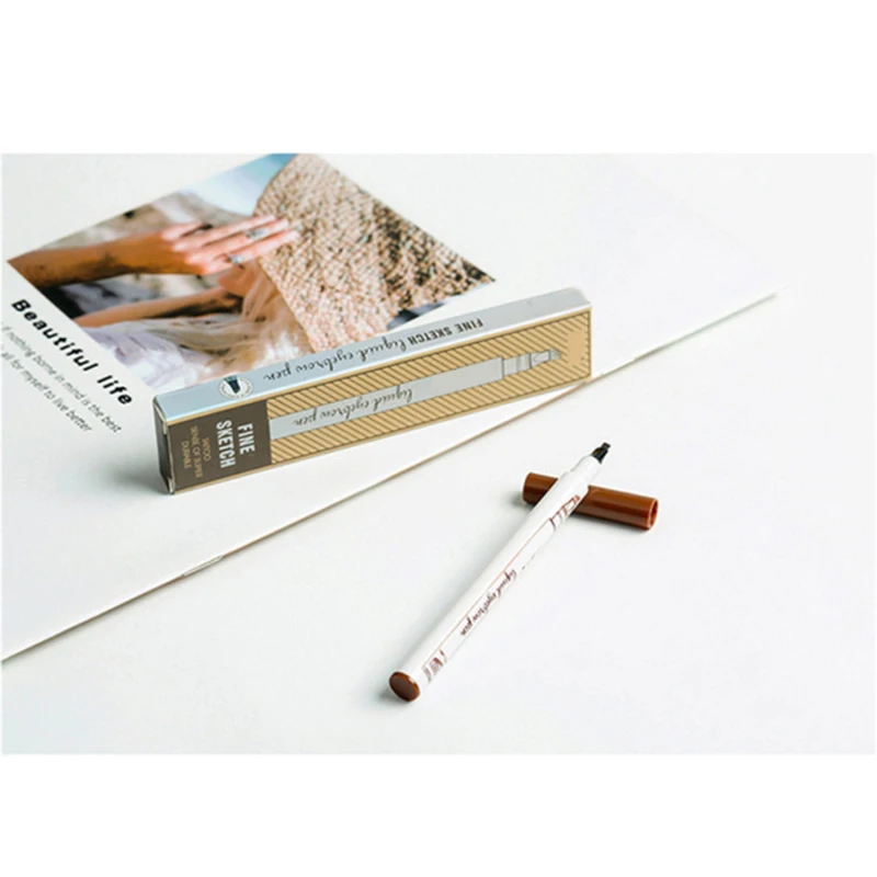 Горячий Карандаш для бровей с наклонной четырехконцевой ручкой дизайн головы