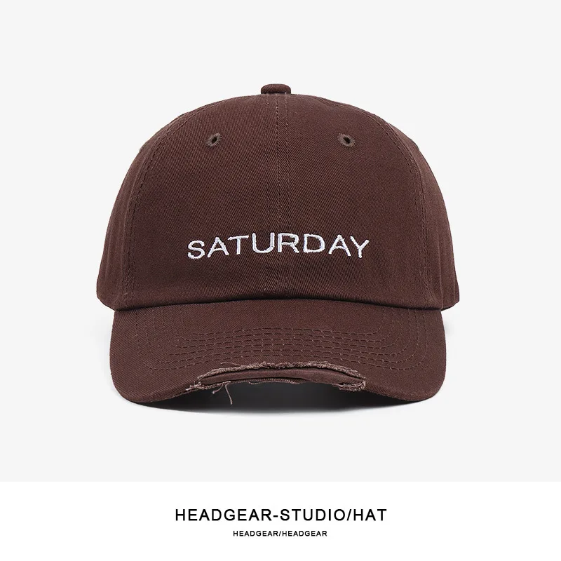 

Korea Women Distressed Solid Color Peaked Cap Summer Casual Adjustable Men Baseball Cap Letter Hip-hop Hat Fashion Sun Hat