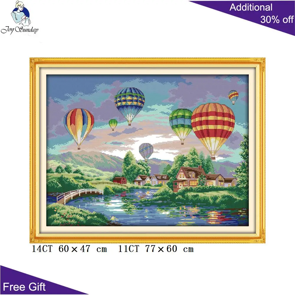 

Joy Sunday Colorful Balloons Needlepoints F139 14CT 11CT Counted and Stamped Home Decor Colorful Balloons Cross Stitch Kits