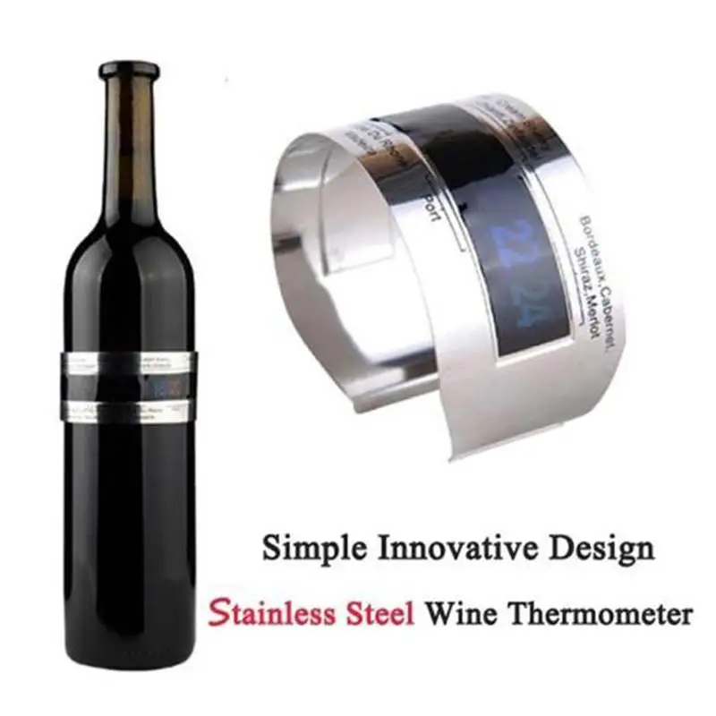 

Smart Thermometer LCD Display Clip Champagne Bracelet Thermometer Bar Drink Tool