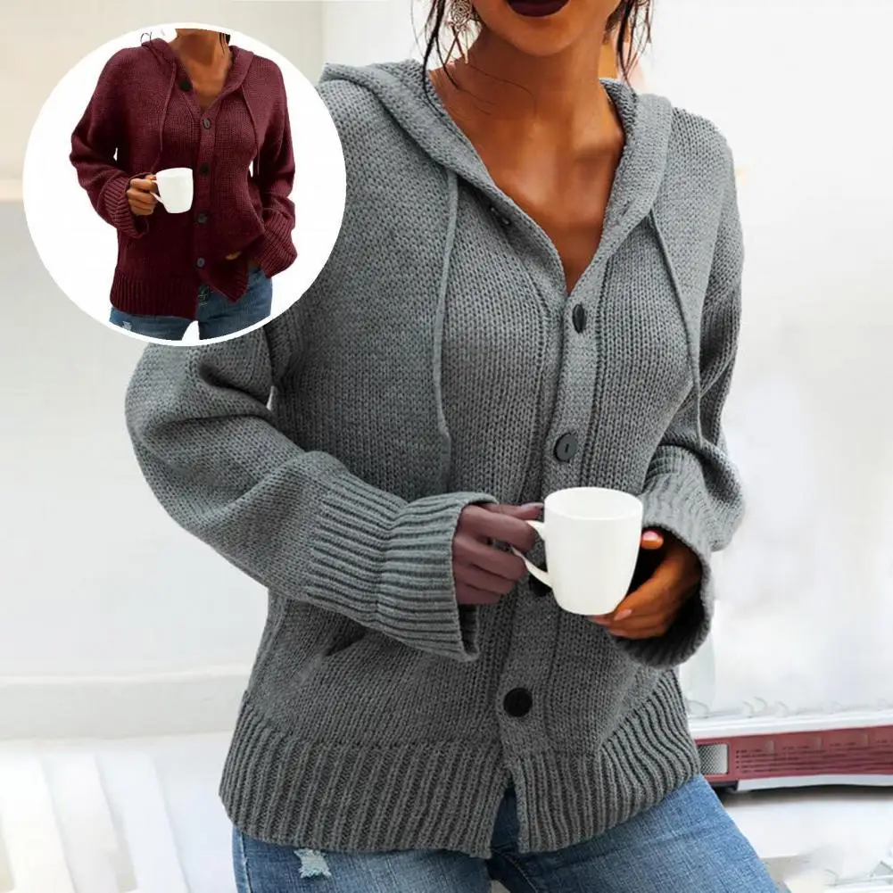 

Long Sleeve Autumn Winter Drawstring Single Breasted Hooded Coat for Dating