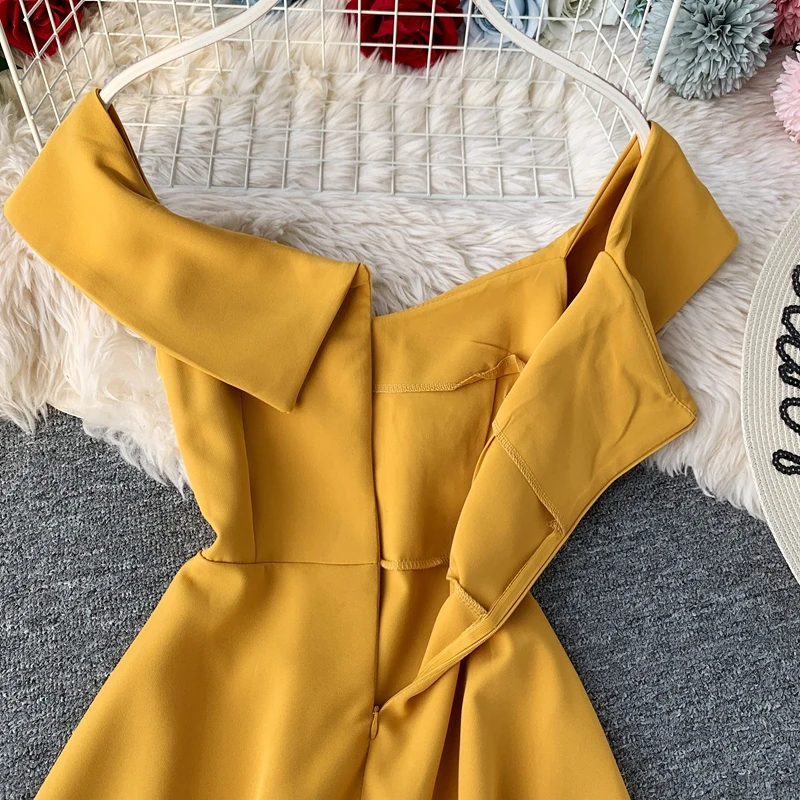 Платье-миди женское летнее Осеннее с оборками и открытыми плечами | Женская