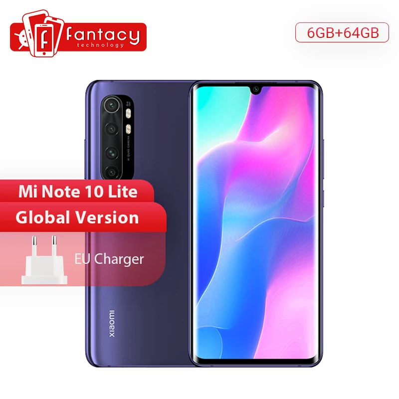 Глобальная версия Xiaomi Mi Note 10 Lite мобильные телефоны 6 ГБ 64 64MP Quad камеры 47