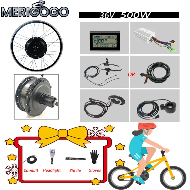 Online E BIKE Conversion Kit 36V 500W 16-20inch Bürstenlosen Hub Motor Set Mit 500W Motor Hinten Kassette Rad Motor Für Verkauf