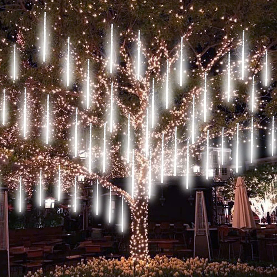 

Meteor Shower Rain Light 50CM 8 Tubes 384LED Christmas Icicle light Waterproof Snow Falling Garland Light Outdoor Raindrop Light