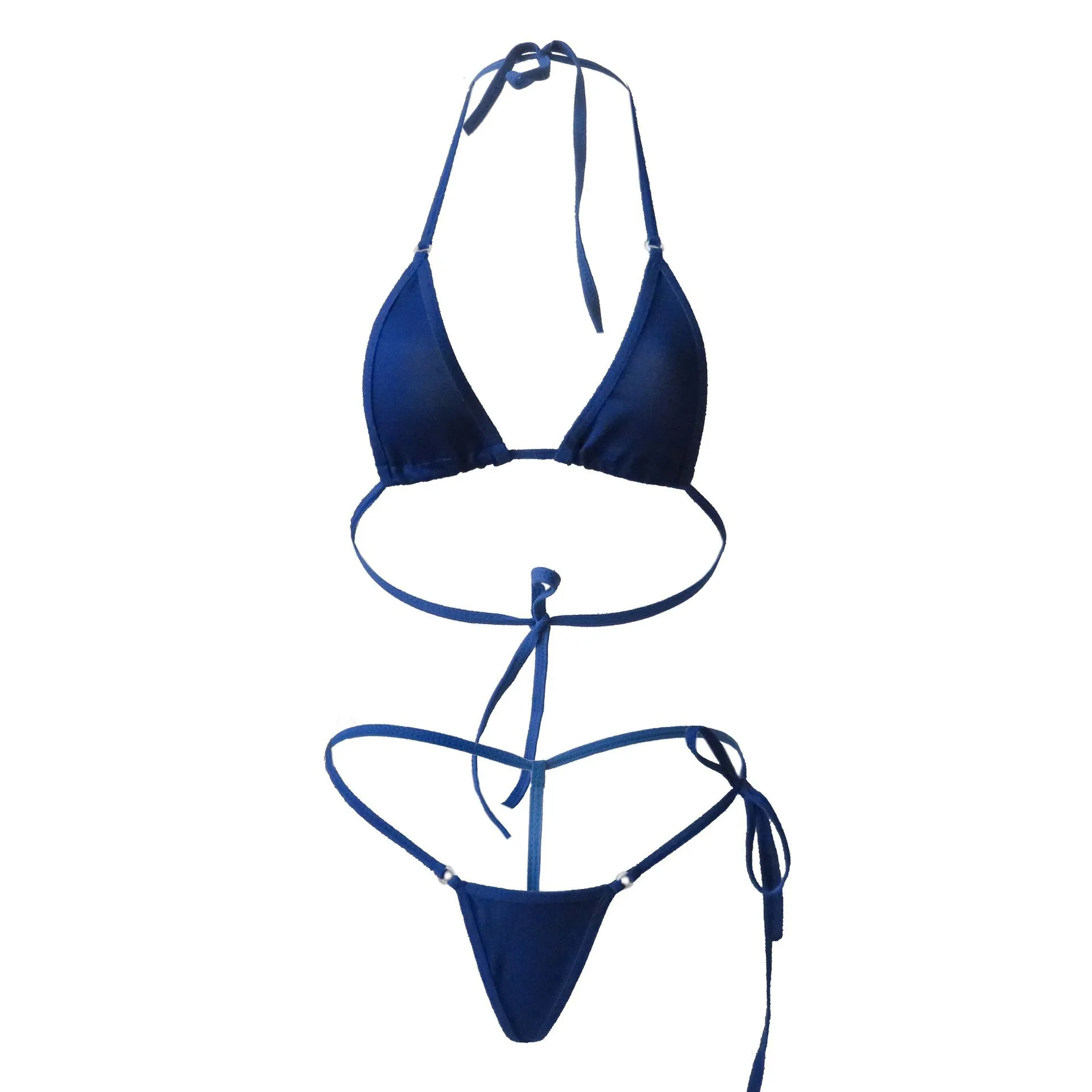 2021 Sexy Bikini Women's Three-point Sexy Swimsuit Fashion Pure Color Women's Triangle Cup Strap Bikini Set