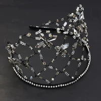 princess crystal tiaras mesh acrylic rhinestone elegant wedding headband bridal prom crown wedding party accessiories hair jewel