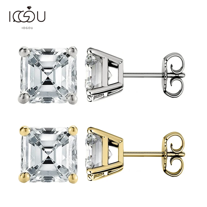 IOGOU Real 0.5 Carat D Color Moissanite Stud Earrings For Women Top Quality 100% 925 Silver Sparkling Moissanite Wedding Jewelry