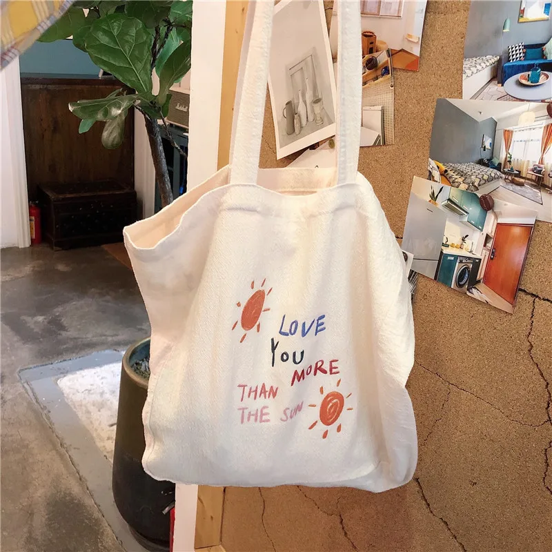 

Women Canvas Tote Bag Coordinate Axis Sun Print Shoulder Bag Beige Large Cotton Handbag Reusable Shopper Bag Student Schoolbag
