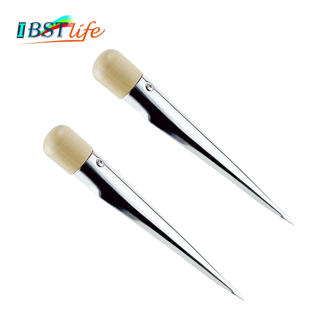 

2X Splicing Fid Spike Stainless Steel 304 Rope Splicing Spike Fid With Wooden Handle Yacht Boat Accessory Handle Strand Rigger