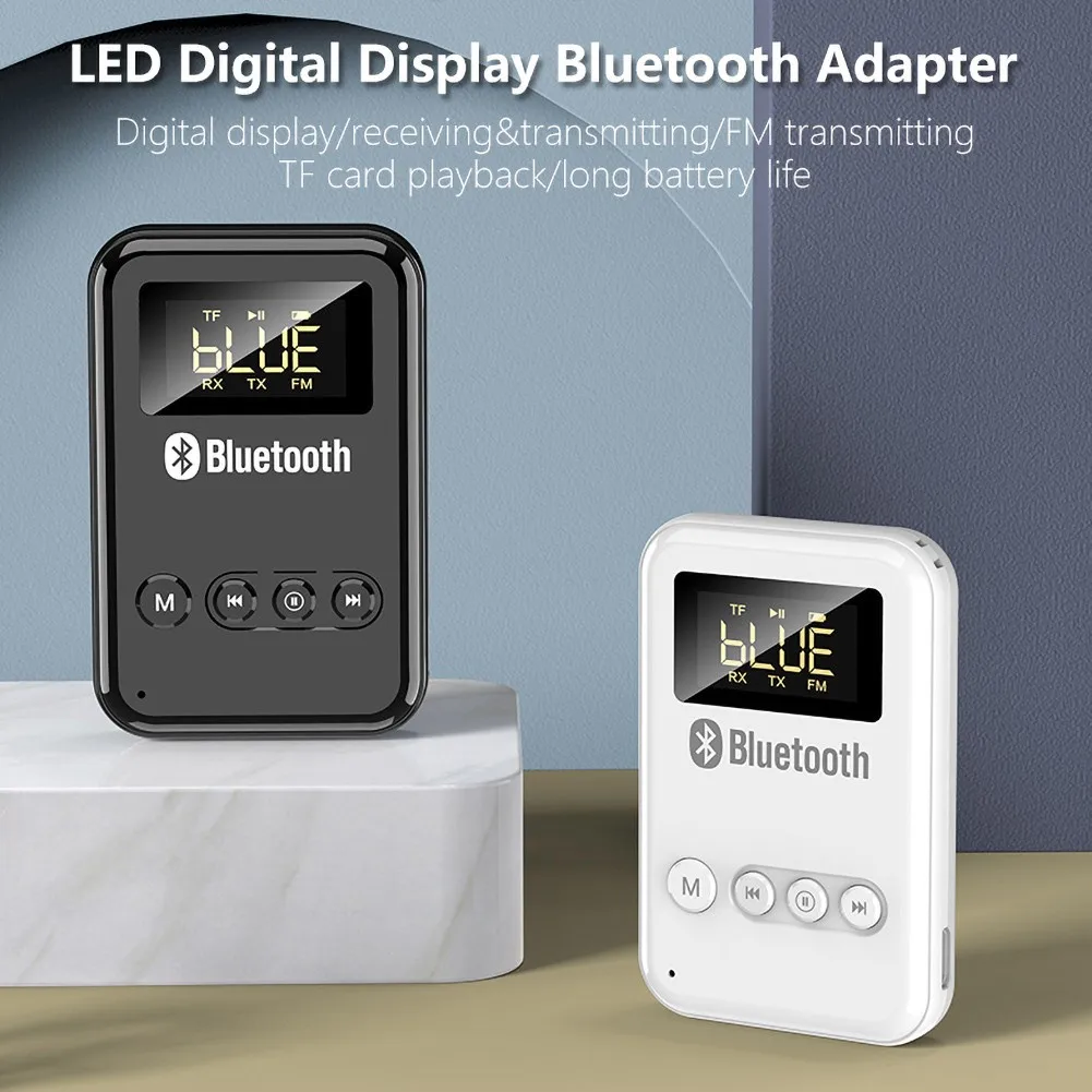 

K6 Bluetooth-совместимый адаптер 5,0 приемник передатчик светодиодный цифровой дисплей с батареей 300 мАч