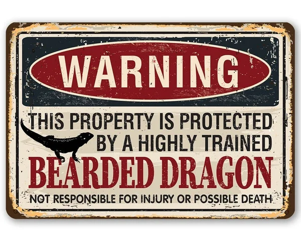 Предупреждение ный товар защищенный медведем металлический знак дракона