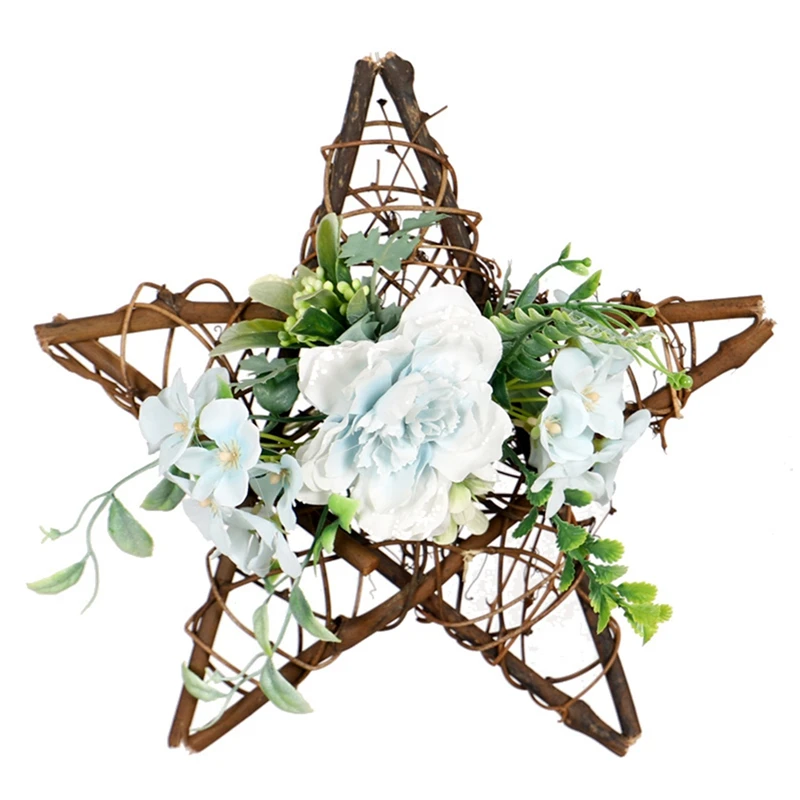 

Artificial Star Shape Camellia Wreath Pentagram Wreath for Hanging Front Door Wall Window Wedding Party Home Decor