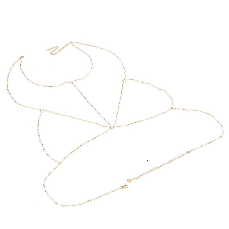 Boho, модное, Сетчатое, комбинированное, цепочка, жгут, ожерелье, золотой цвет, бюстгальтер, для женщин, ювелирное изделие, сексуальное бикини, металлический сплав, простая цепь для тела