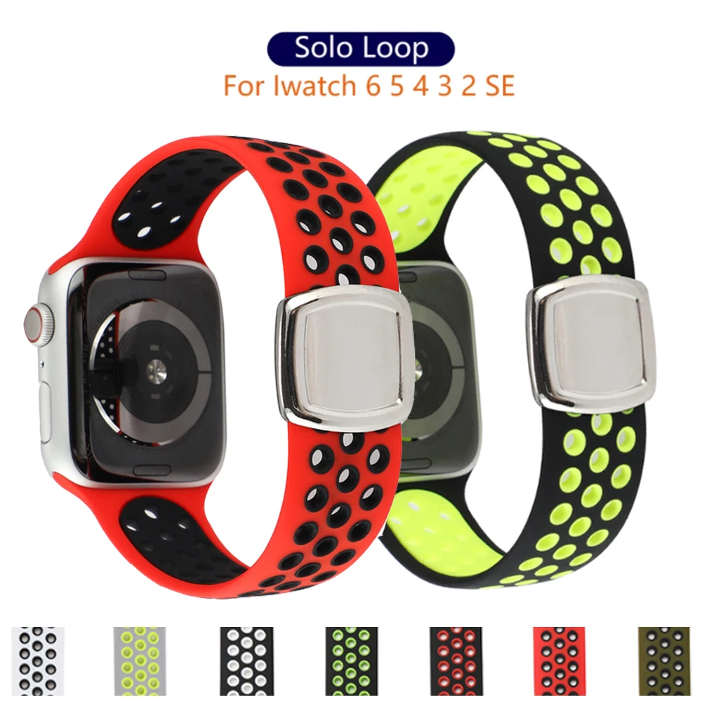 

Ремешок Solo Loop для Apple Watch Band 44 мм 40 мм 38 мм 42 мм, Воздухопроницаемый Силиконовый эластичный браслет для iWatch Series 6 SE 5 4 3