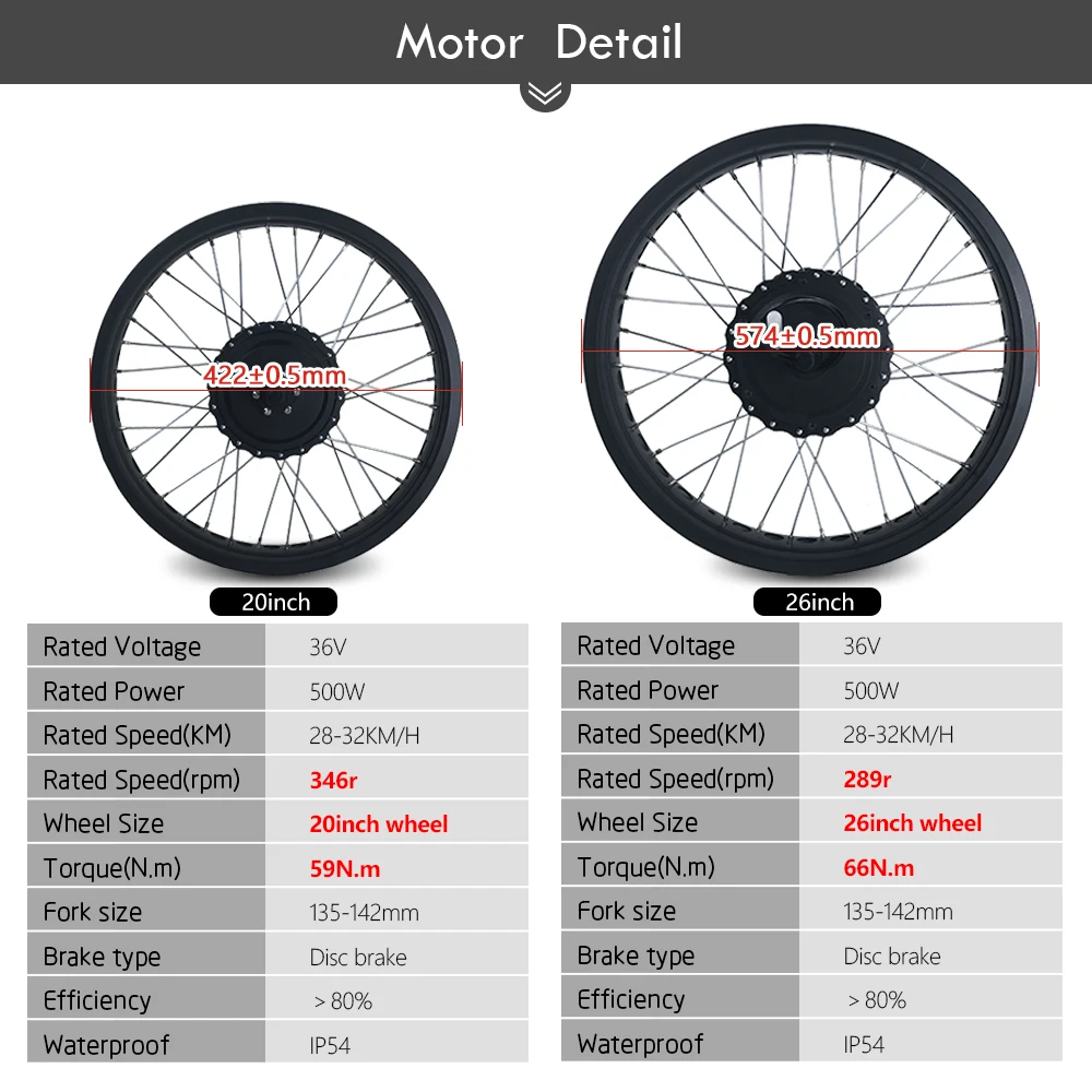 Snow Electric Bicycle Conversion Kit 20 26 inch 36V 500W Front Brushless Hub Motor Wheel 4 color for Fat Bike | Спорт и развлечения