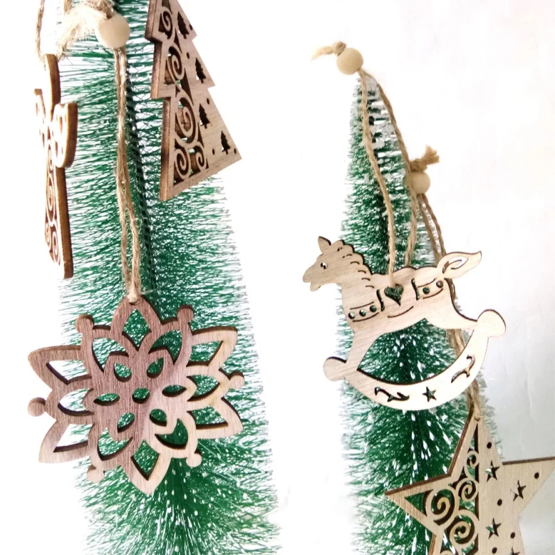6 шт деревянные рождественские декоративные подвески висячие украшения с