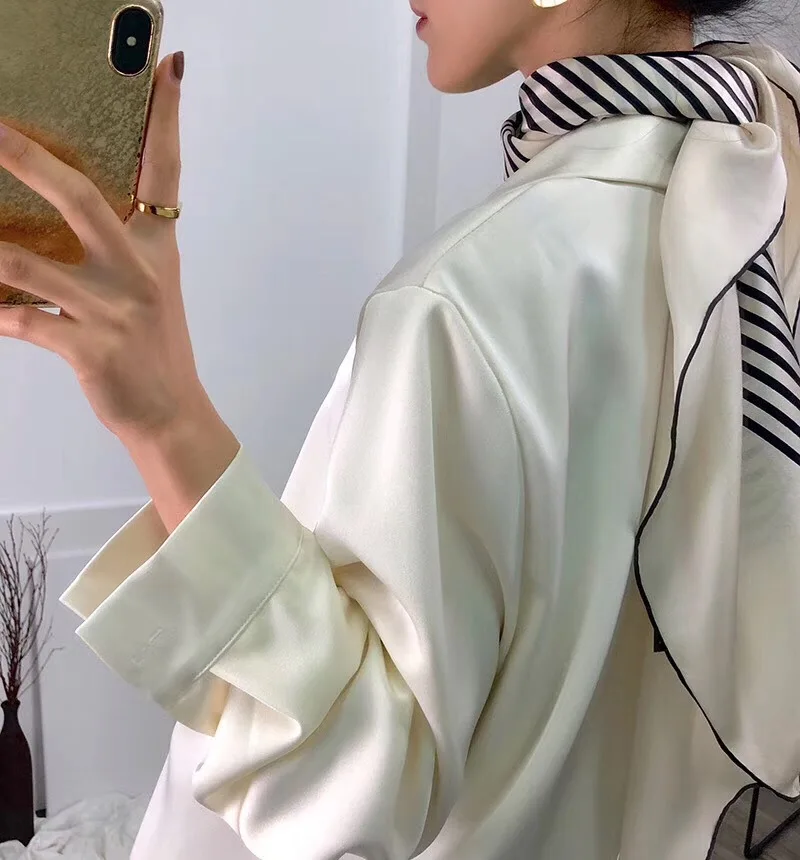 Новый европейский и американский солнцезащитный черный шарф в полоску большой