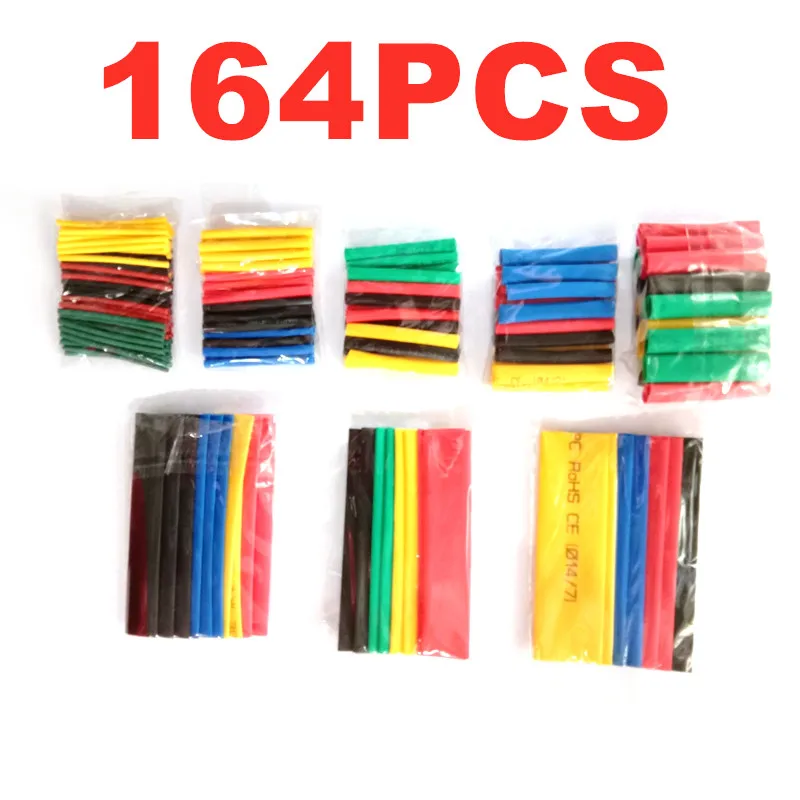 

2:1 Полиолефиновая термоусадочная трубка в ассортименте для упаковки проводов и кабелей, изолированная кабельная основа, 164 шт. 328 шт.