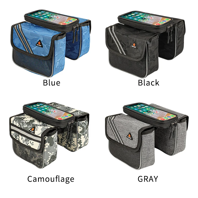 

WEST BIKING Reflective Bicycle Bag 6.5 Inch Phone Bag Rainproof Front Frame Bag Sensitive Touch Screen MTB Road Bike Accessories