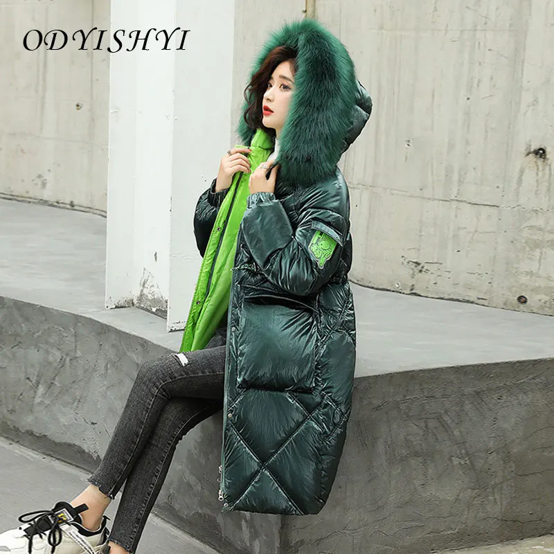 

2020 Winter New Thick Cotton Coats Long Down Jacket Hooded Women Parka Fashion Big Pocket Loose Large Size Warm Outerwear Female