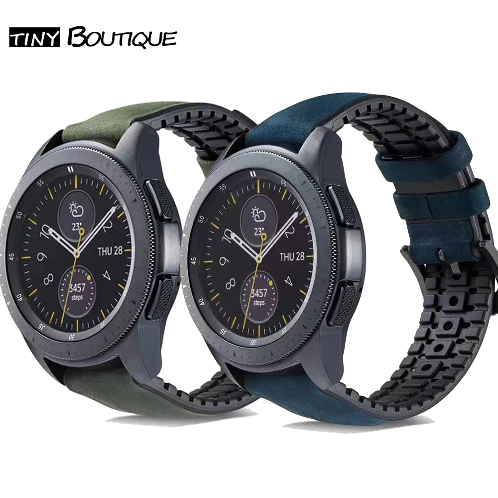 watch Strap For Samsung Galaxy Watch 46mm 42mm Band Silicone Genuine Leather for Gear s3 Classic active 2 40mm 44mm Huawei Watch