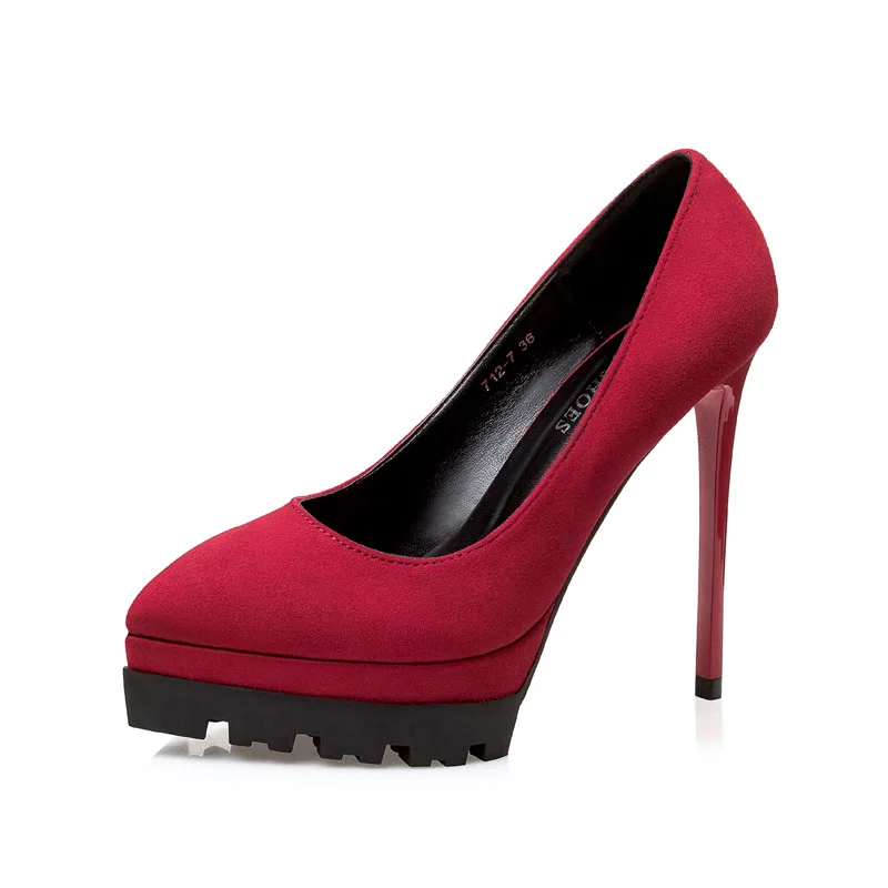 

Женские туфли Tacones на платформе и каблуке, модные однотонные женские туфли Asakuchi на высоком каблуке, сексуальные повседневные черные и красн...