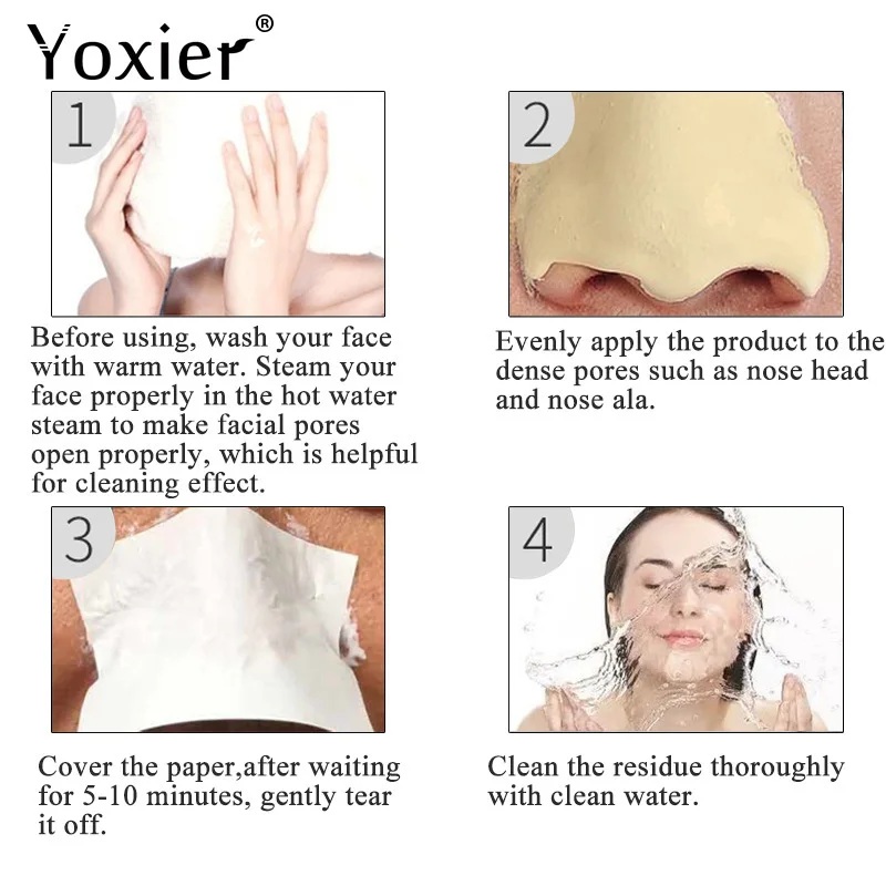

Yoxier Blackhead Remover Nose Black Mask Acne Treatment Pore Peel Care Mud Oil Control Skin Care Nasal Membrane Clean Mud Film