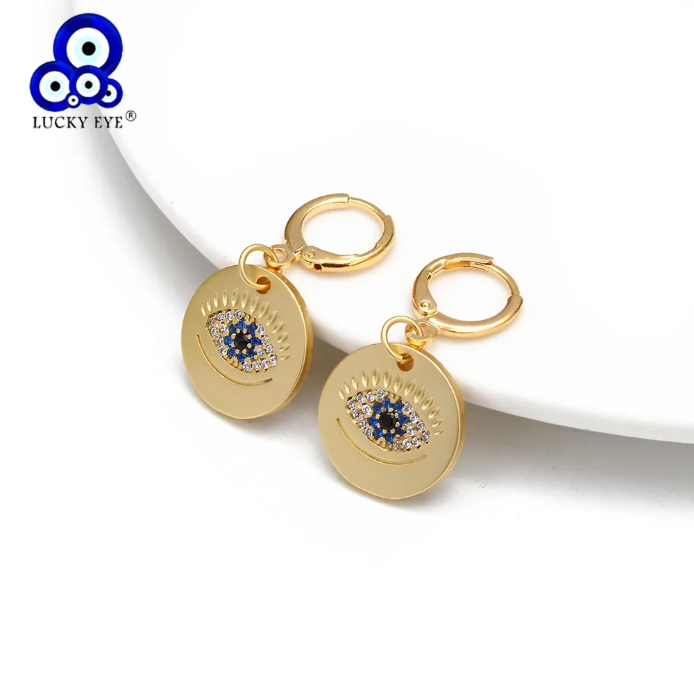 

Серьги-подвески Lucky Eye Micro Pave, Турецкий Дурной глаз, золотые, серебристые, маленькие серьги-подвески для женщин и девочек, ювелирные изделия, ...