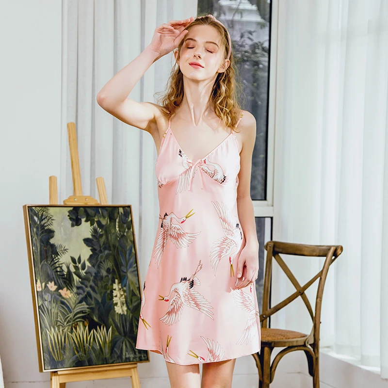 Китайский стиль новое платье на бретельках юбка сексуальный принт крана Женская