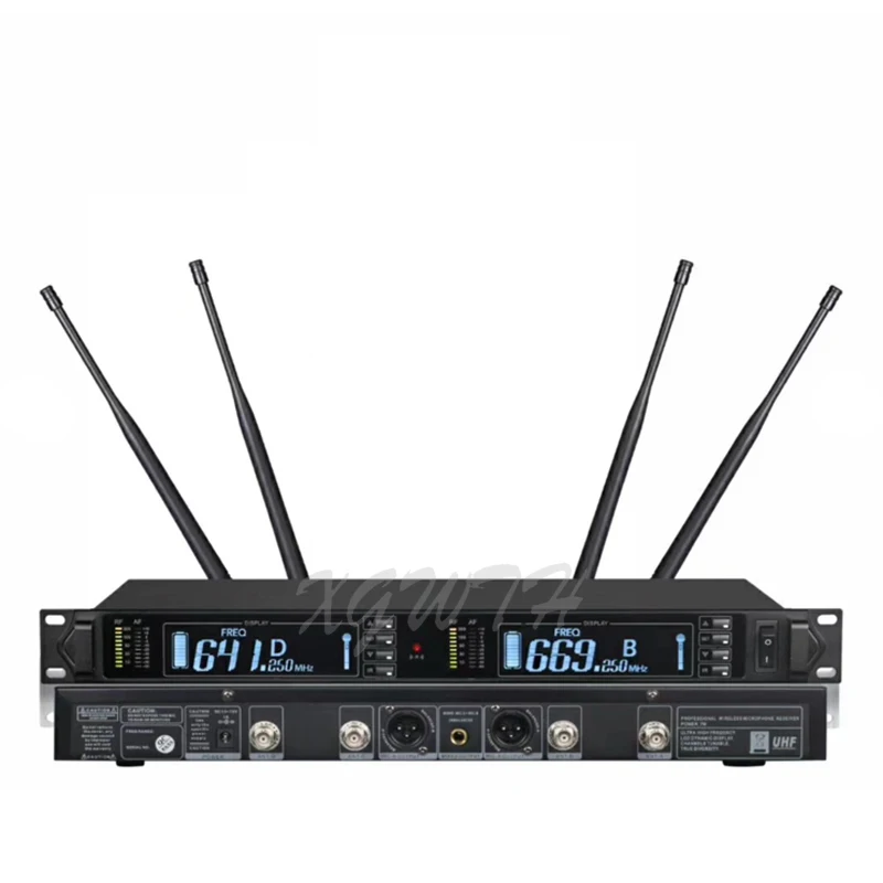 구매 UHF 무선 마이크 시스템 트루 다이버시티 2 다이나믹 카디오이드 헤드셋 마이크, 무대 공연 DJ 교회용