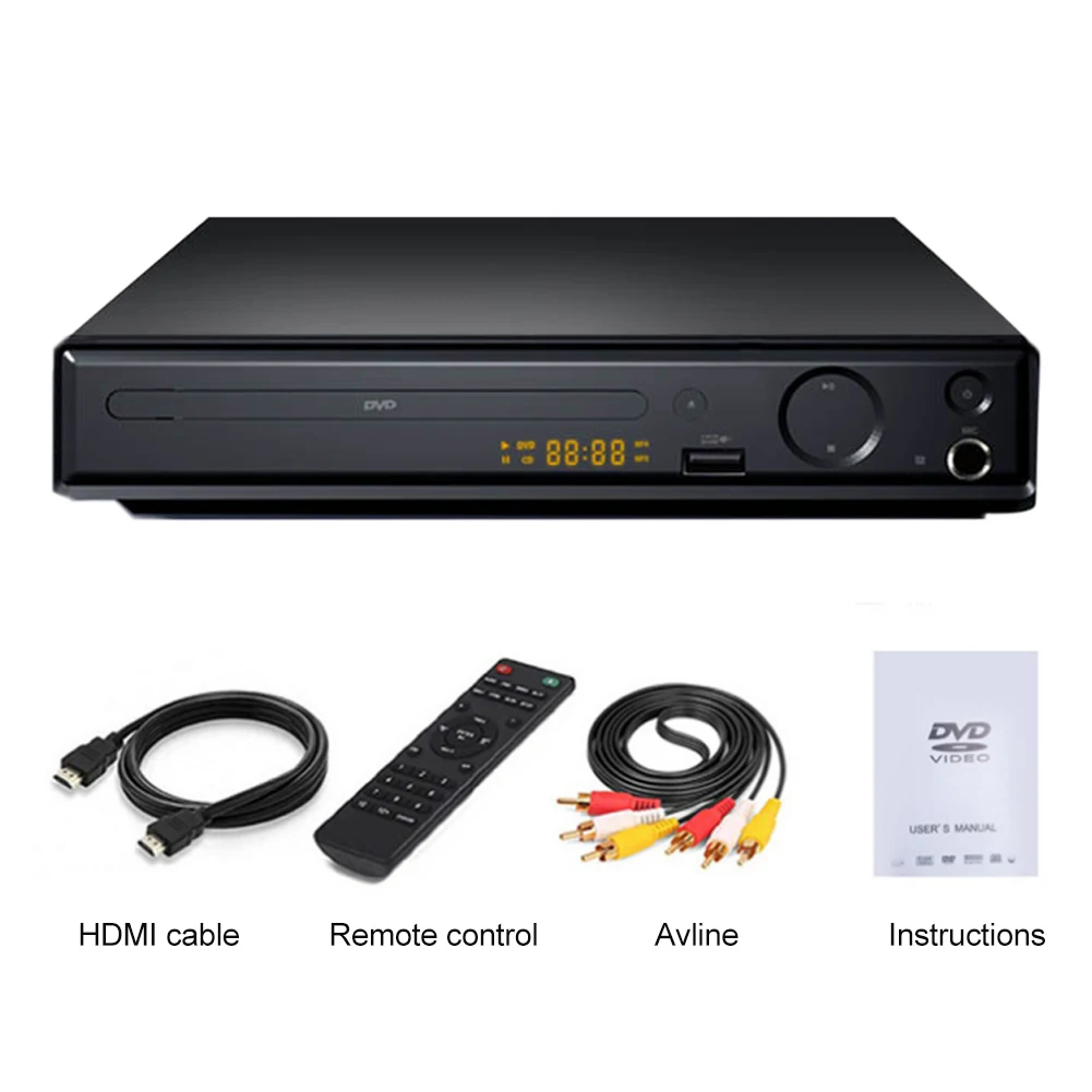 

Mini DVD Player AV Output Mic Port Portable Digital Display Children 4K 1080P Easy Use With Remote Control USB Home CD VCD