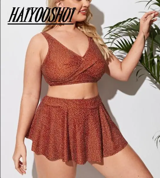 

Женский раздельный купальник, бикини с высокой талией и оборками, большие размеры