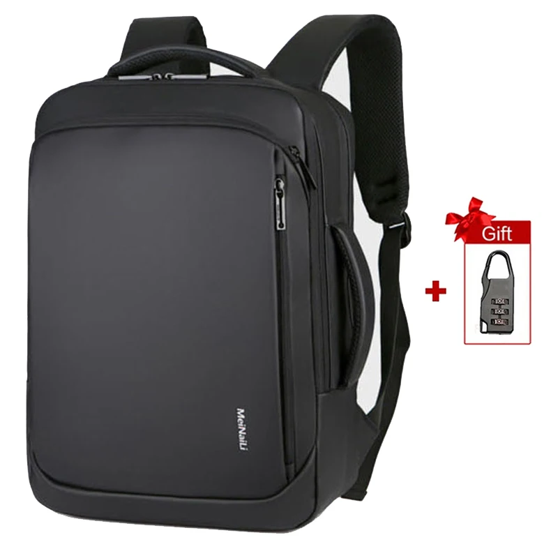 Black with lock Мужской бизнес-рюкзак для ноутбука, рюкзак для студентов, школьников, рюкзак для мужчин, usb зарядка, водонепроницаемые Рюкзаки, умные дорожные сумки, упаковка - Цвет: Black with lock