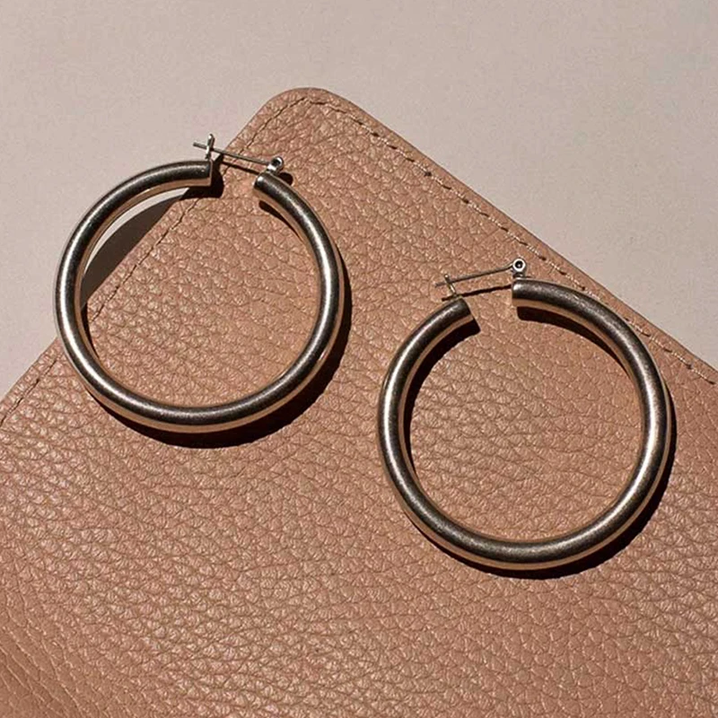 

1Pair Hoops Earrings Minimalist Thick Tube Round Circle Rings Earrings For Women Zinc Alloy Trendy Hiphop Rock