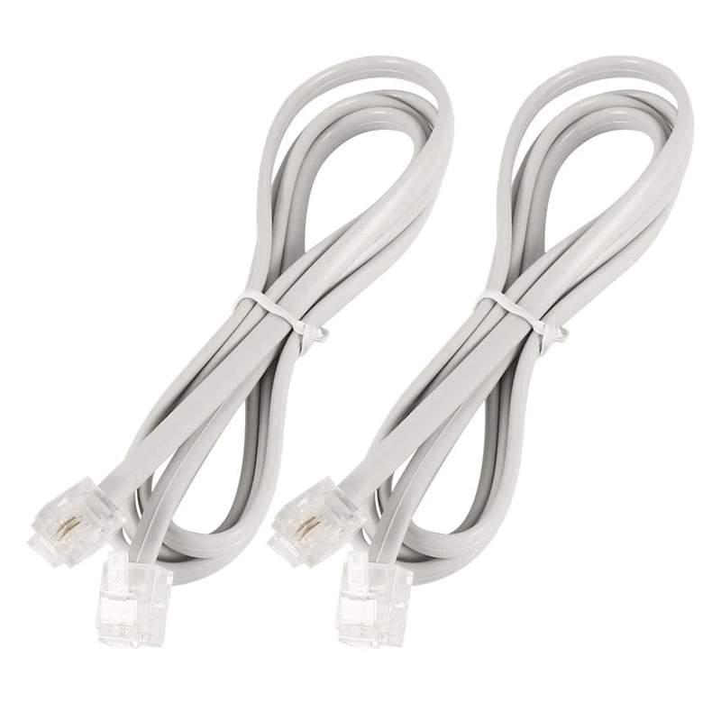 2 Pcs White 6P2C RJ11 Male to 5mm Width Telephone Cable 1M 3.3Ft | Компьютеры и офис