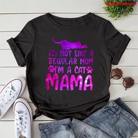 funny letter im not like a regular mom im a cat mama t shirt woman tshirts graphic short sleeve shirts for women mothers day