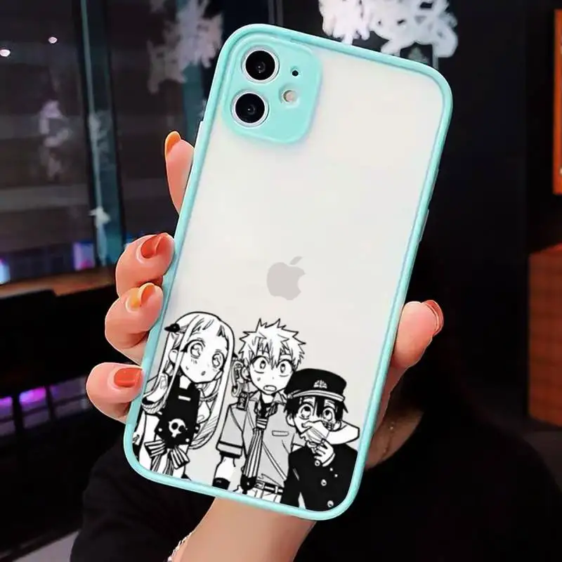 

Hanako kun Phone Case For iPhone 12 11 Mini Pro XR XS Max 7 8 Plus X Matte transparent blue Back Cover