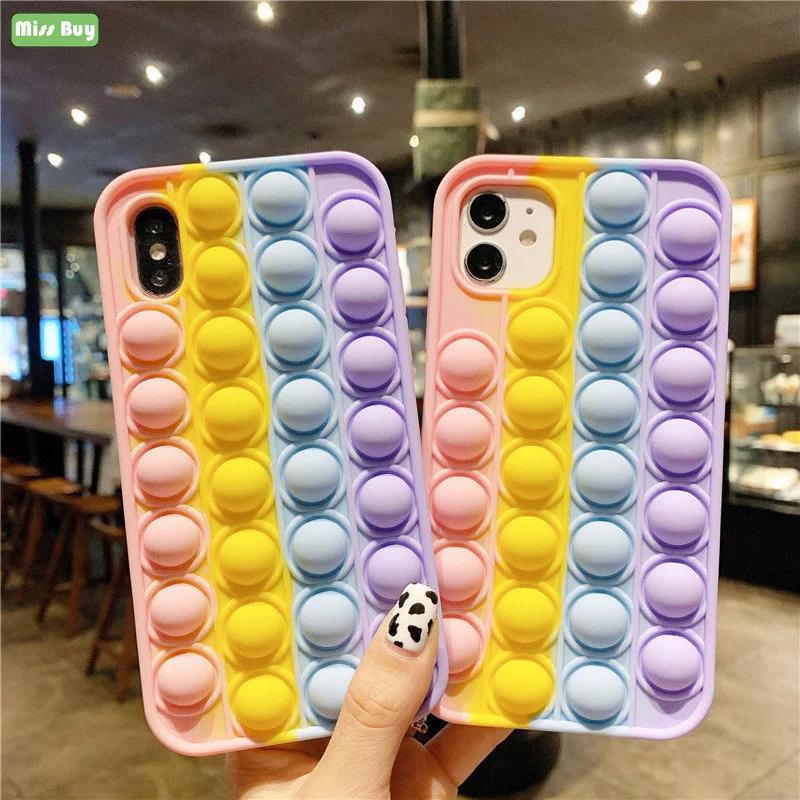 

Push it Bubble Fidget Reliver Stress Case For Huawei Honor 50 V40 Play3 30S V30 30 20i 20S 10 20 Lite V10 X10 9X 8X 8A Shell