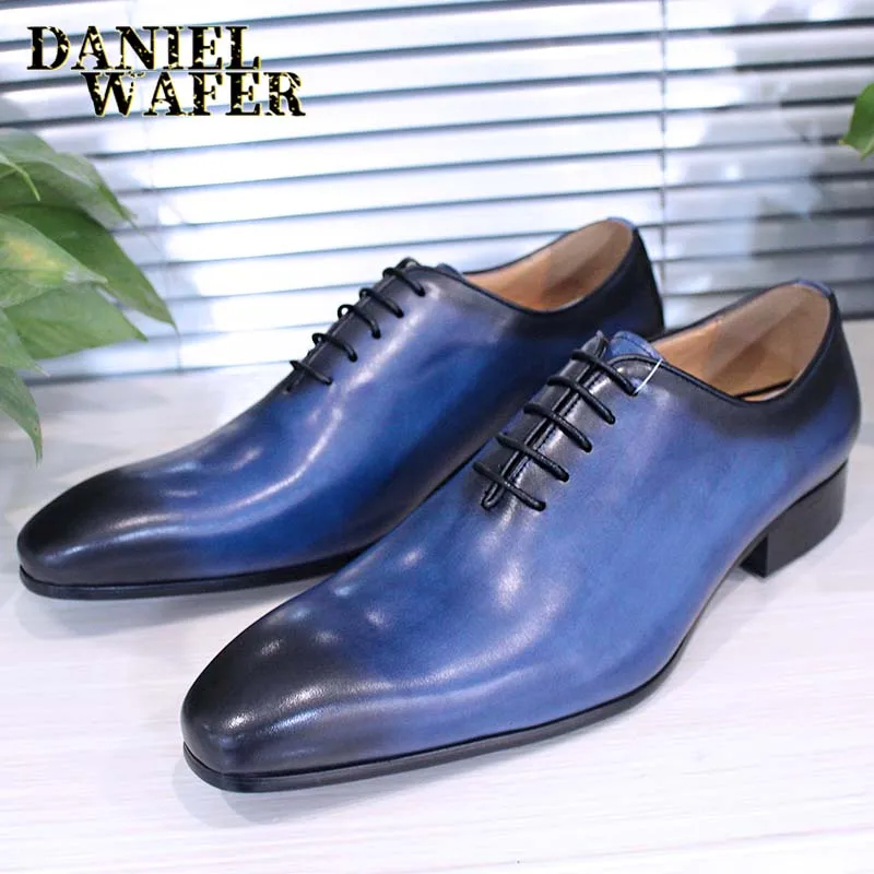 

Туфли-оксфорды мужские классические, натуральная кожа, заостренный носок, на шнуровке, классические, для свадьбы/офиса