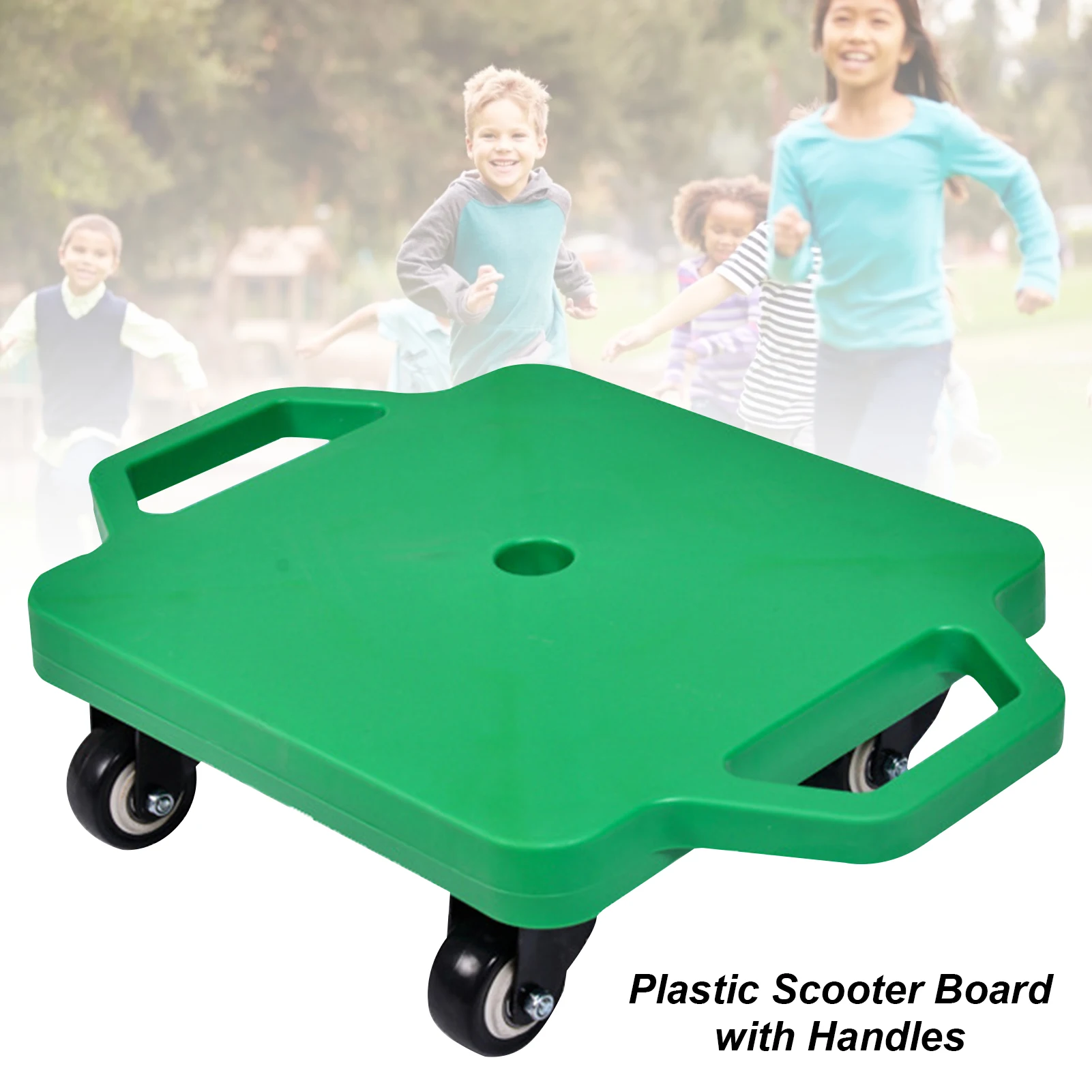 

Plastic Scooter Board with Handles 4-wheel Square Balance Board Kids Fitness Toys Outdoor Sensory Integration Training Equipment