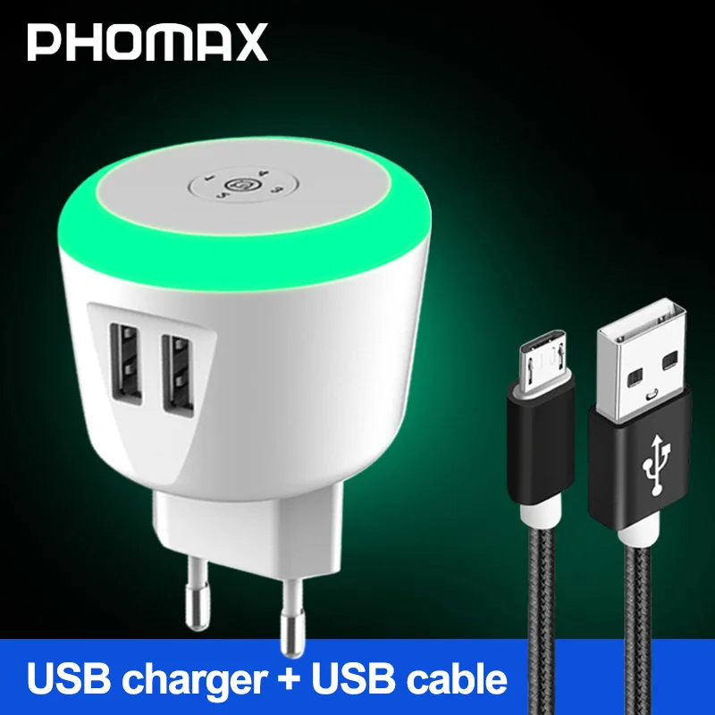 PHOMAX USB зарядное устройство 5 в 2,4 A светодиодный Таймер управление смарт-зарядное устройство для samsung Galaxy s9 s10 Galaxy htc Xiaomi LG huawei кабель для передачи данных