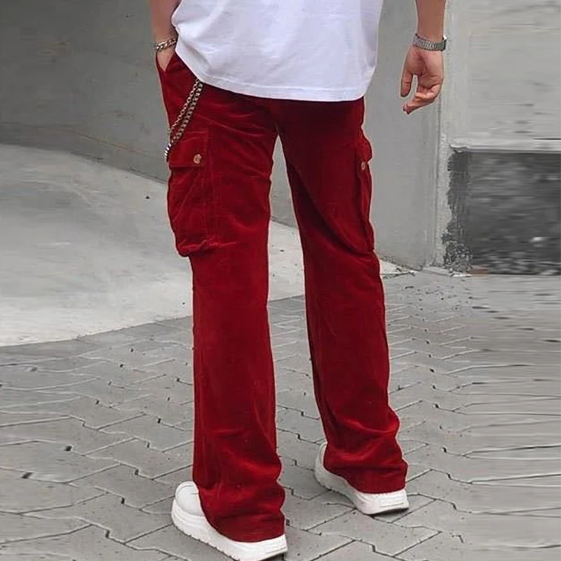 

Harajuku Loose Woven Cargo Pants Mens Fashion Streetwear Casual 2021 Spring Summer Solid Big Pocket Jogger Trouser Male Clothing