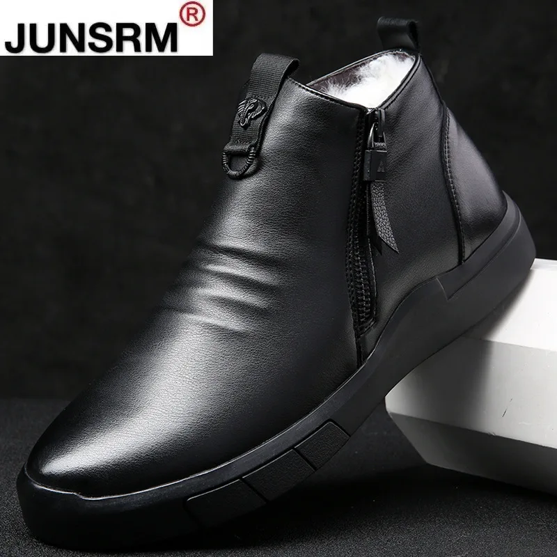 

Men Shoes Genuine Leather 100% Wool Lining Winter Super Keep Warm Outdoor Ankle Boots Snow Boots Men's Chelsea Shoe Casual Shoes