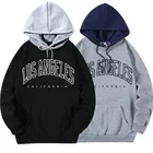 Худи мужскоеженское с принтом Лос-Анджелеса, свитшот с имитацией двух предметов в стиле K-POP, Повседневная Уличная одежда в стиле Харадзюку для пар, цветная Толстовка