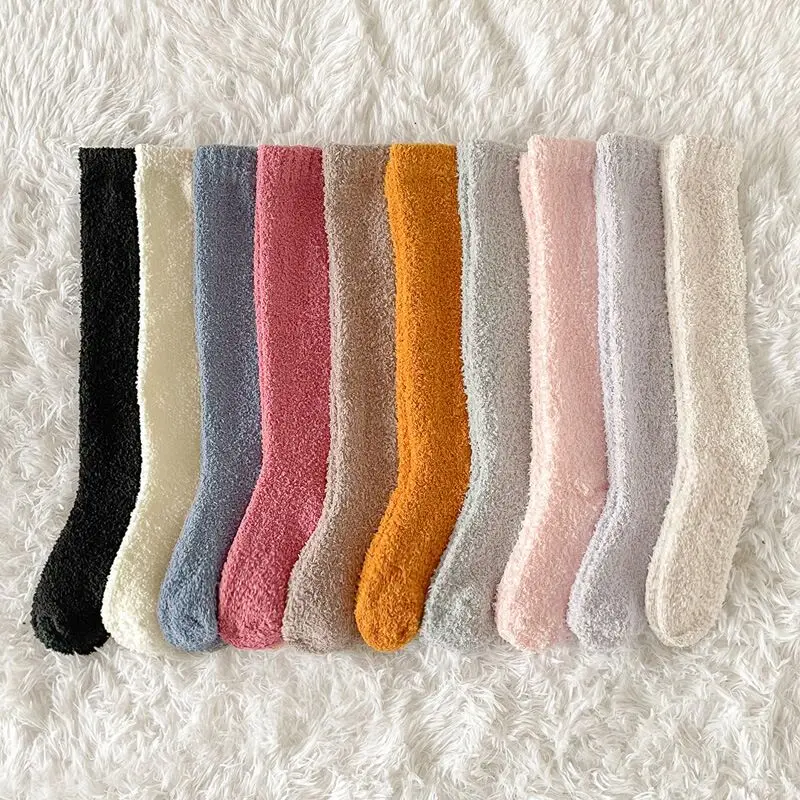

Winter women's socks Solid color Knee-length Gaotong Warm sockshairy Floor socks