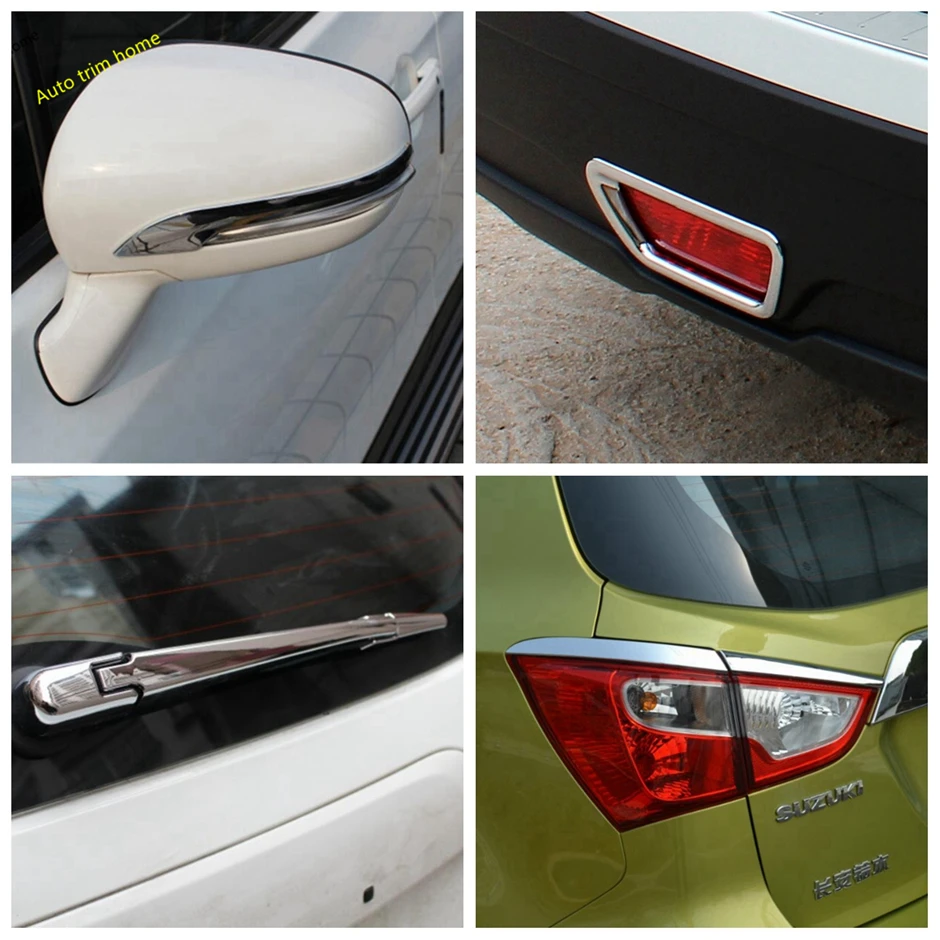 

Chrome Exterior Refit Kit Rear Tail Brake / Fog Lights Eyebrow / Window Wiper Cover Trim Fit For Suzuki SX4 S-cross 2014 - 2020