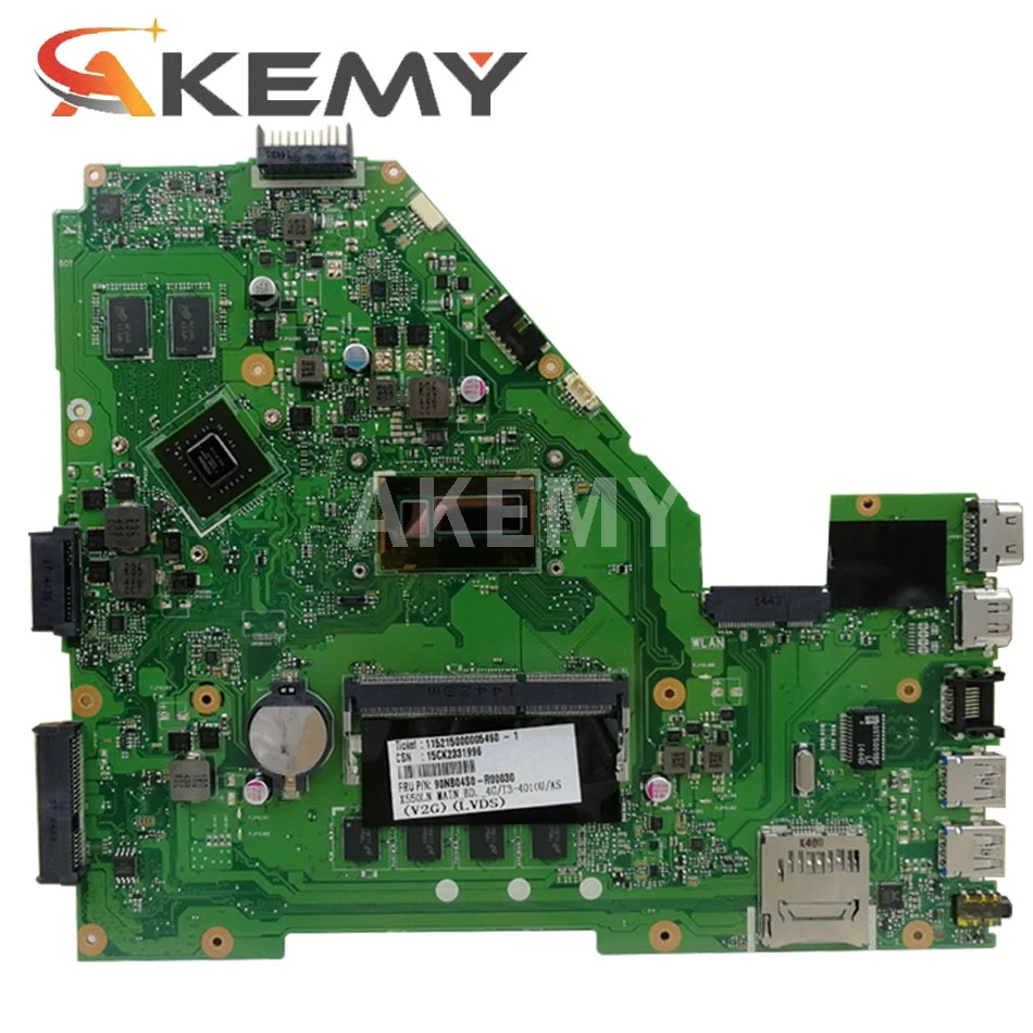 Akmey X550LN материнская плата для ноутбука For Asus X550LD A550L Y581L W518L тест оригинальная I7 4500U